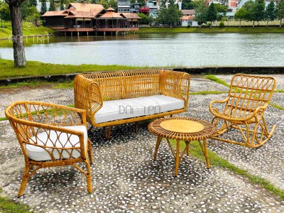 Vintage Pharaoh Rattan Sofa Set
