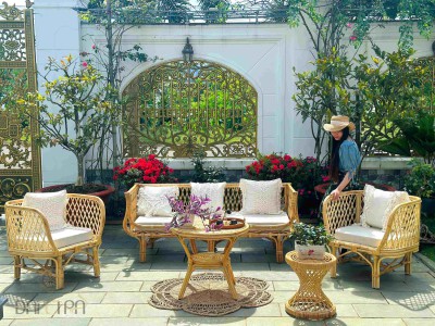 Vintage Pharaoh Rattan Sofa Set